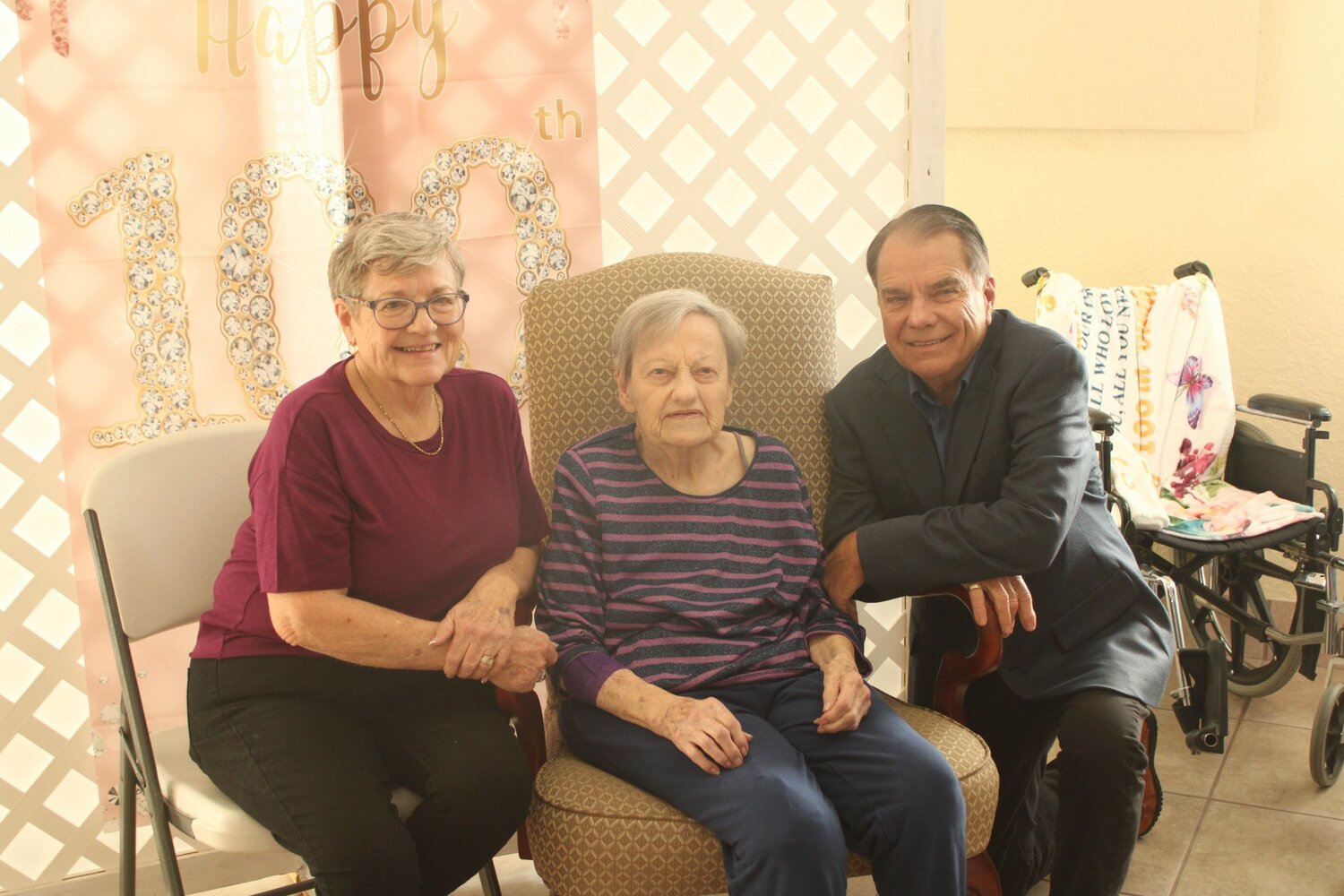 Rae Merritt with her two children: Debra Gaskins and Cleve Merritt.