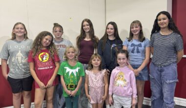 Back row from left are: Alfie Christie, Khalia Fagan, Joelle Reifler, Liliana Bell, Maggie Chandler, Scarlett Schilling. Front row from left are Shiloh McDonough, Jozette Fagan, Betsy Chandler, Edel Pasquel.