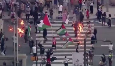Pro-Hamas Protesters Burn Dozens of American Flags Outside Philadelphia City Hall