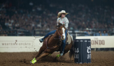 Tayla Moeykens turns a barrel