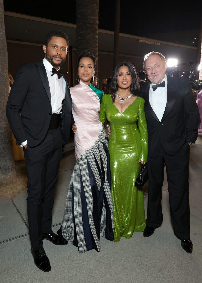 Nnamdi Asomugha, Kerry Washington, Salma Hayek, wearing Gucci, and François-Henri Pinault 