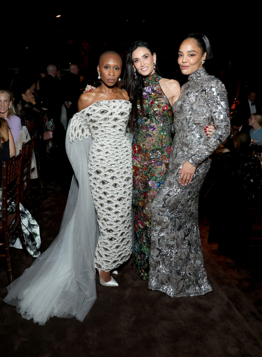Cynthia Erivo, Demi Moore, and Tessa Thompson, wearing Gucci