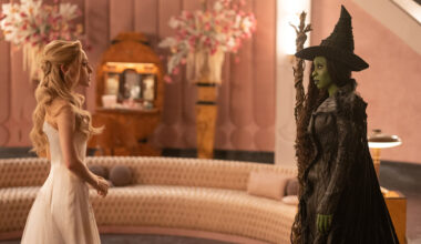 L to R: Ariana Grande is Glinda and Cynthia Erivo is Elphaba in Wicked for Good