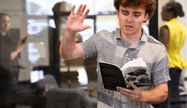 USD student Joshua Kelly rehearses for the plecture