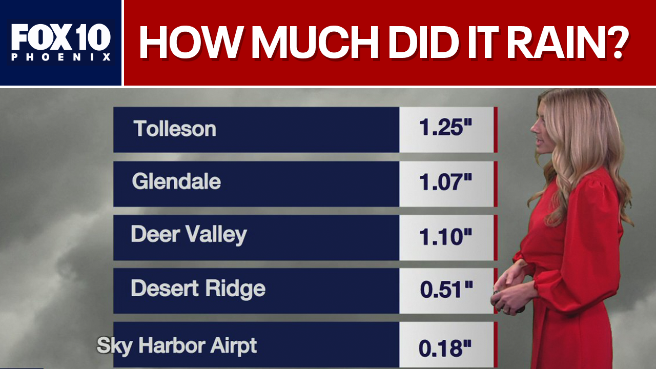 Preliminary rain totals Wednesday night in the Phoenix area