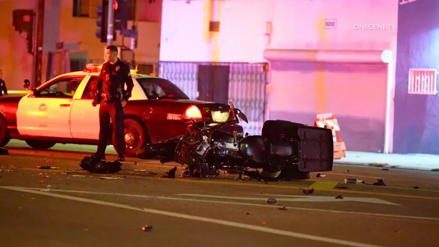 Law enforcement, bystanders and loved ones surround the aftermath of a fatal hit-and-run in South Los Angeles. October 2025. (OnScene Media)