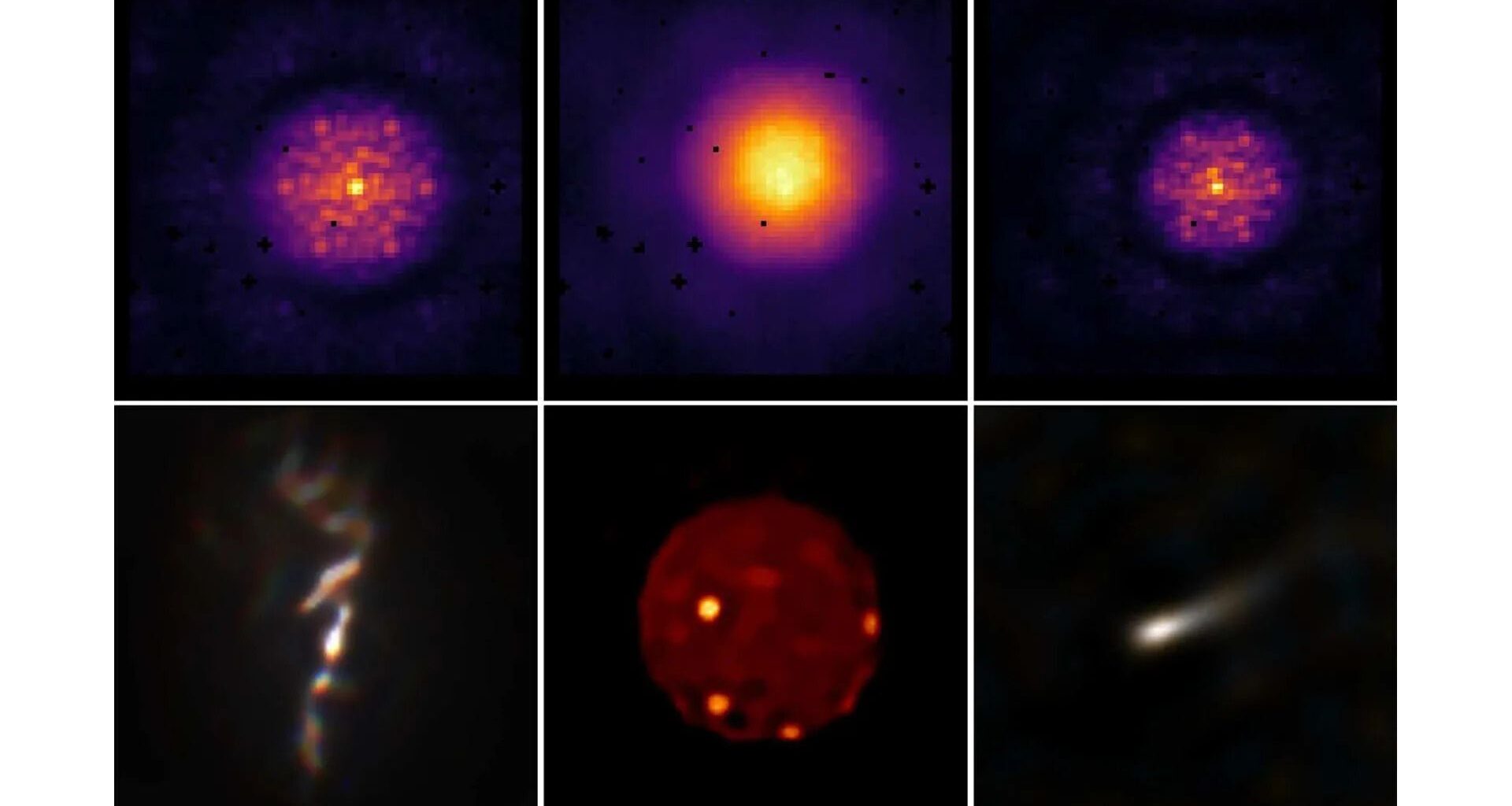 A comparison of James Webb Space Telescope's images before and after sharpening by a new AI algorithm.