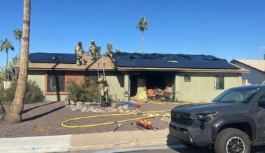 after a fire broke out in a house fire in north Phoenix on Monday a family dog died...