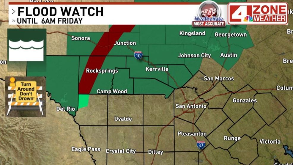Flood Watch till 6am Friday.{ } Flash Flood Warning in Edwards County until 4pm