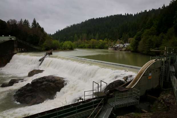 Water from the Eel River collects at the Van Arsdale...