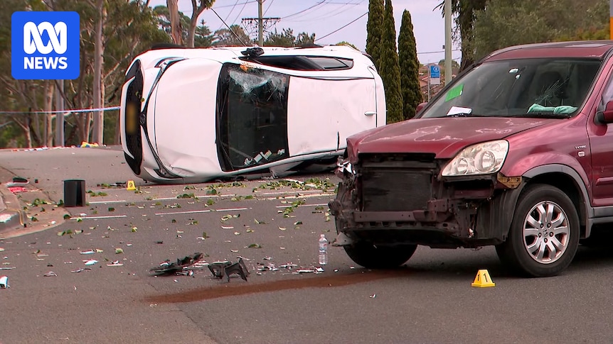 Three men critical after car mounts footpath following Blacktown crash