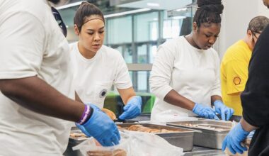 Houston Food Bank volunteers prepare sandwiches to be delivered to various distribution sites in response to the derecho storm that swept through the Houston area in May 2024. (Courtesy Houston Food Bank)
