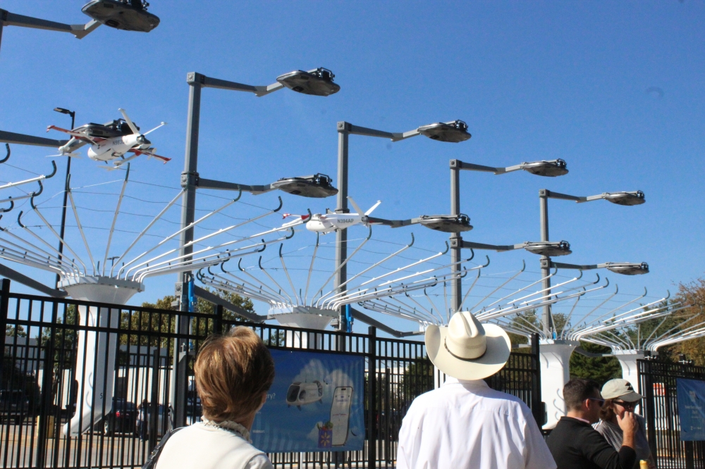 a drone port area at a grocery store