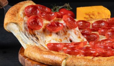 Cheese stuffed pizza crust topped with cheese and pepperoni.