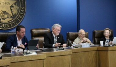 Pictured during a November 2024 meeting (left to right) is City Manager Jason Stuebe, Mayor Norman Funderburk and council members Andy Curry and Paula Settle.