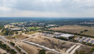 a drone shot of a Plano farm