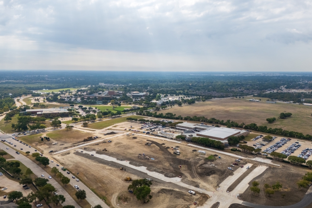 a drone shot of a Plano farm