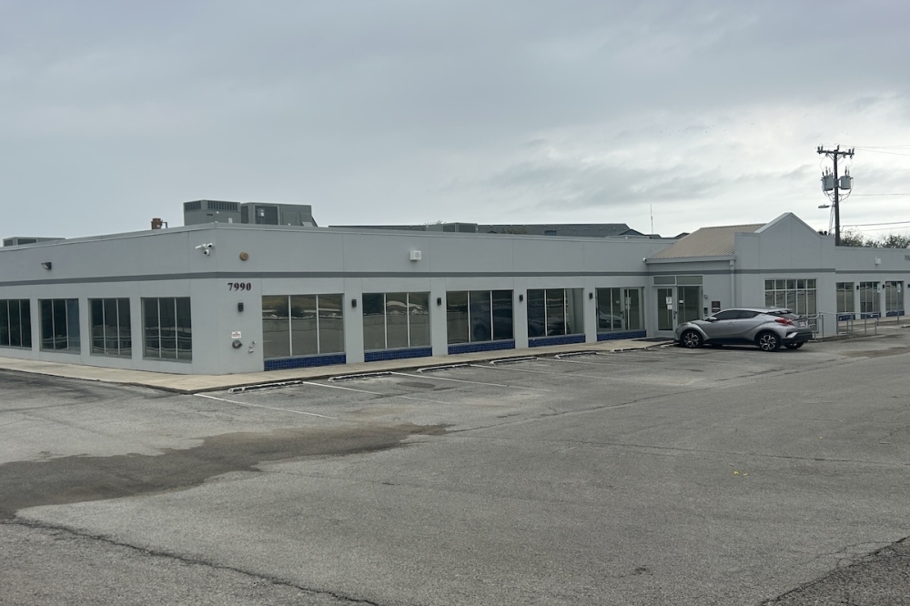 The exterior of a school district technology building is seen on a cloudy day in Live Oak, Texas.