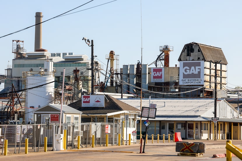 A GAF Roofing factory operates at Singleton Boulevard on Friday, Nov. 14, 2025, in Dallas.