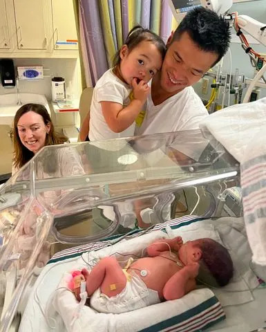 Courtesy of the Lin family The Lin Family, two days after their youngest daughter was born