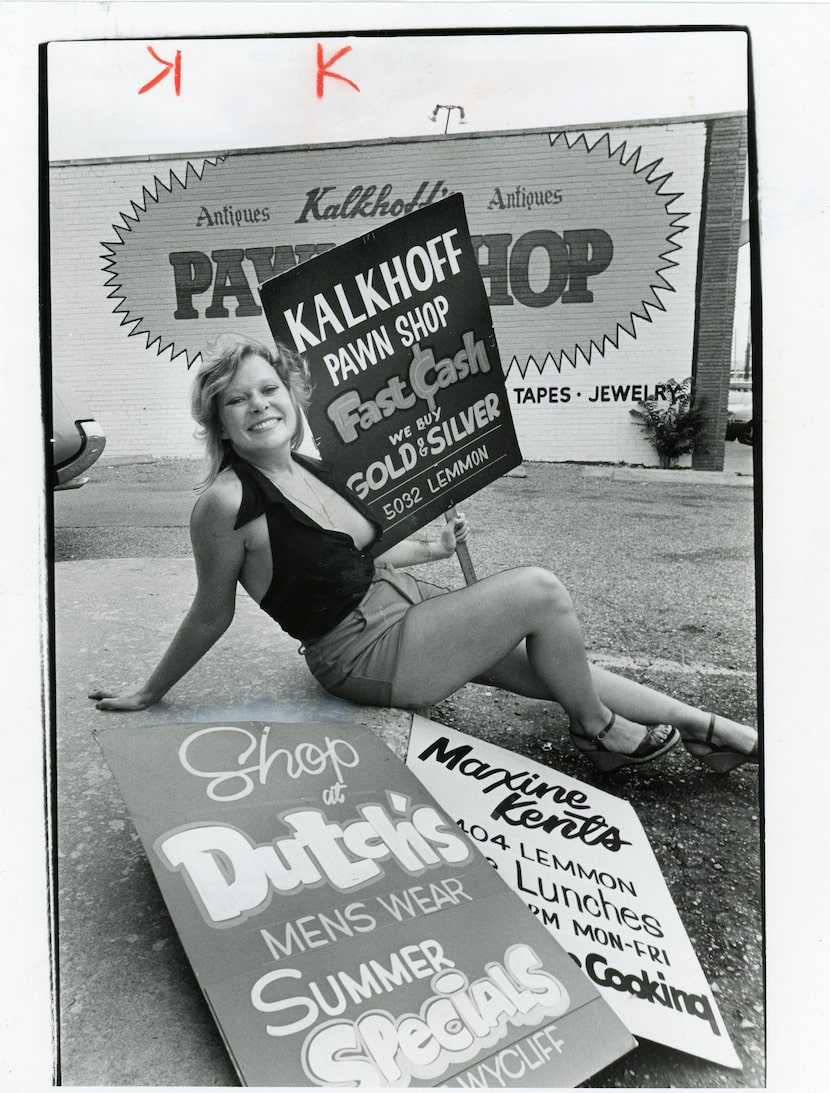 After her exotic dancing days ended, Bubbles Cash took on many jobs. Here she held signs in...