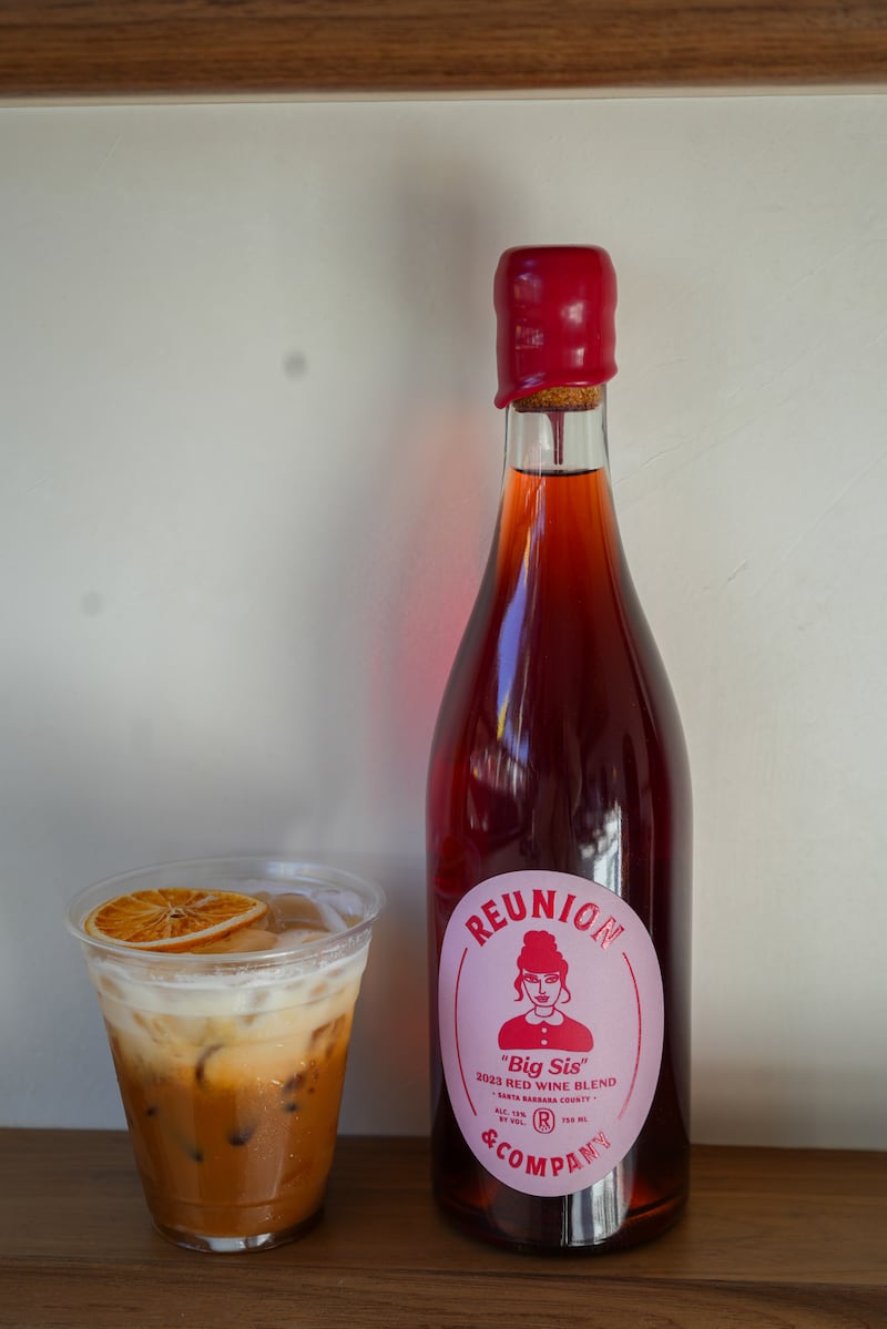 Photo of coffee and wine.