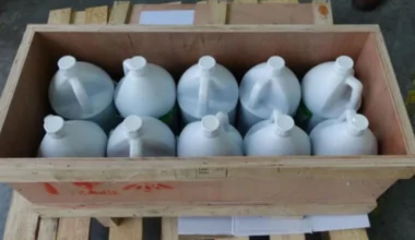 The overseas shipments were labelled as a well-known household bleach, but contained suspected codeine-based cough syrup.