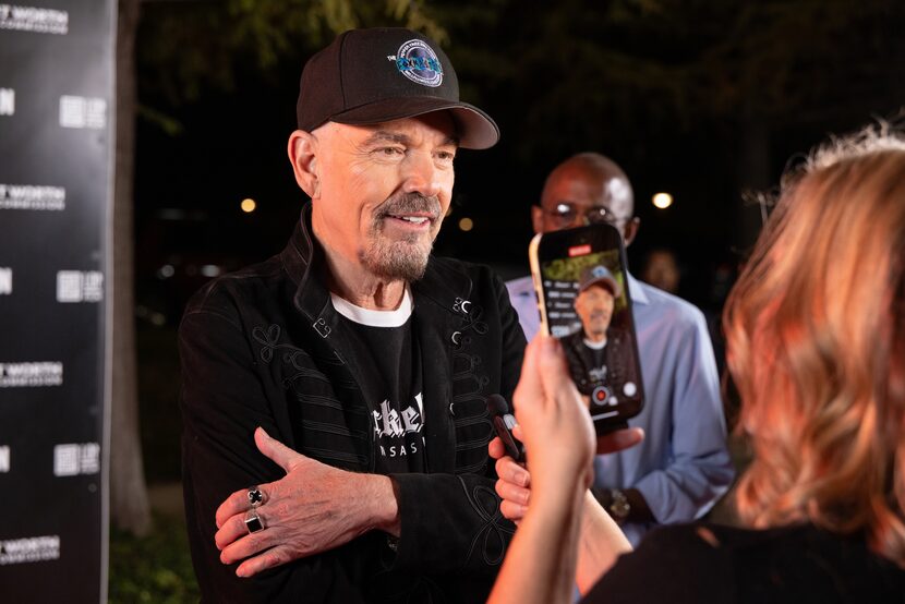 The author interviews Billy Bob Thornton on the red carpet at an event for Landman's second...