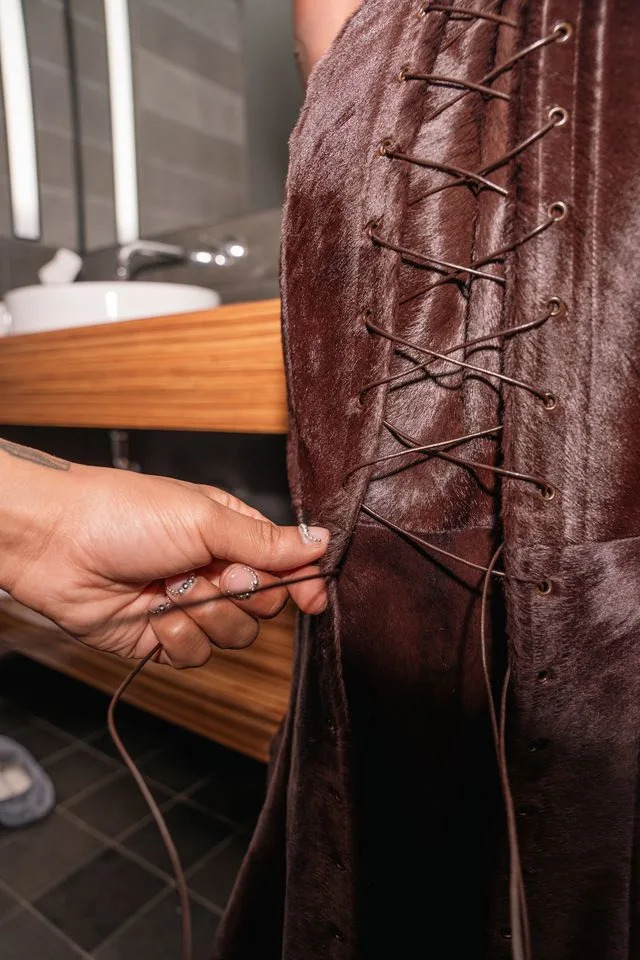 Courtesy The details on Olandria's custom Brandon Blackwood gown