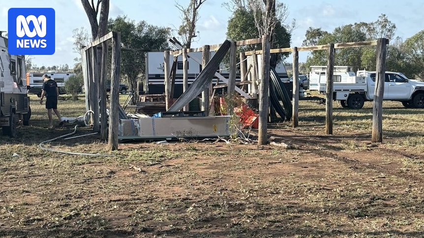 Wedding guests shelter under tables as storm tears roof from historic Camboon Campdraft Hall