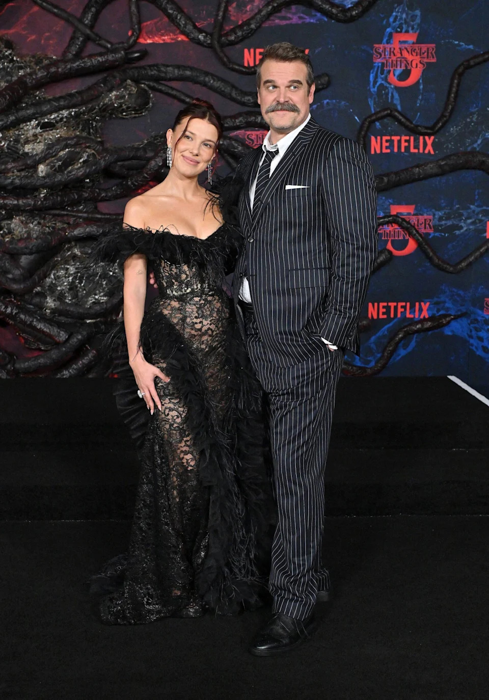 Millie Bobby Brown and David Harbour at 'Stranger Things' season 5World Premiere
