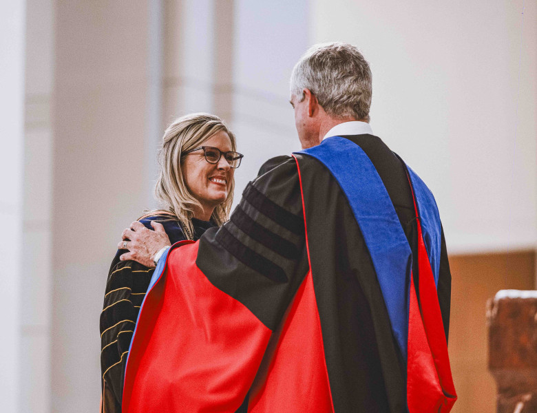 Dr. Sinda Vanderpool and Board Chair Dr. Craig Jarchow