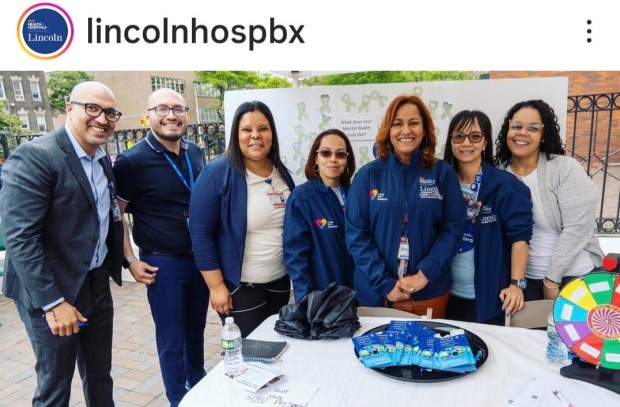 Nathaniel Rojas (far left) and Lincoln CEO Cristina Contreras (3rd from right). (Lincoln Hospital)