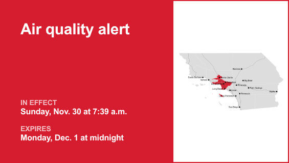 Air quality alert in place for Los Angeles County until early Monday – San Gabriel Valley Tribune