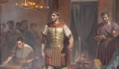 A Roman appears at a banquet.