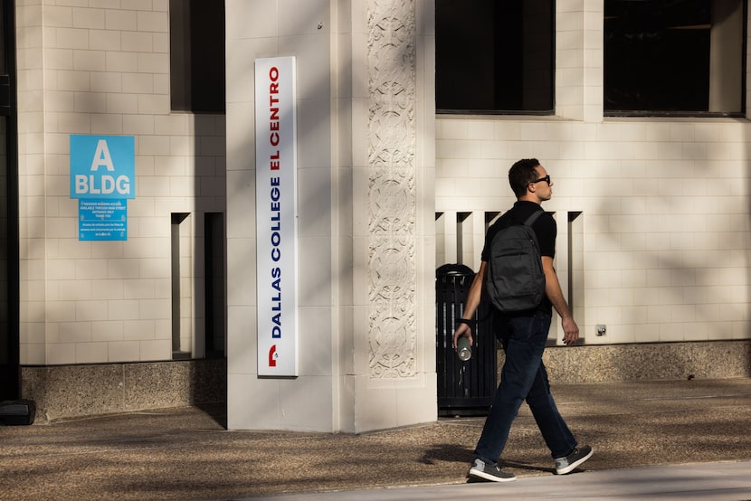 The exterior of Dallas College’s El Centro Campus in downtown Dallas on Friday, Nov. 14, 2025. 