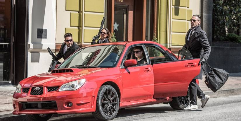 Baby Driver's opening chase scene where Baby drives a red car