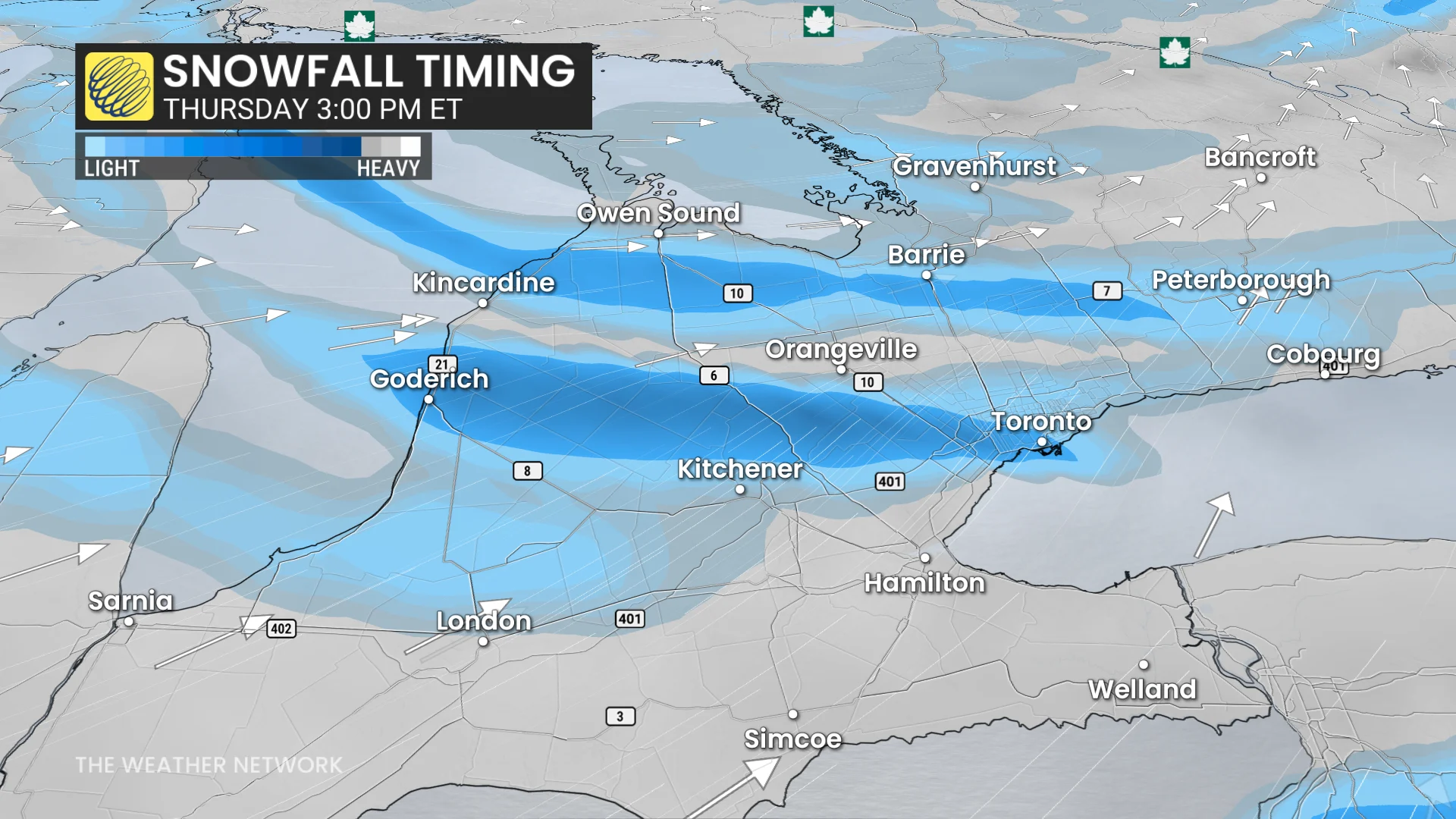Baron - Ontario squall timing Thursday - Nov 25