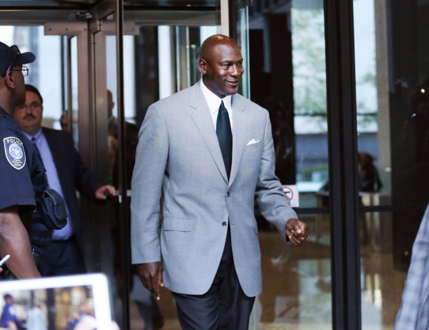 Former Chicago Bulls star Michael Jordan leaves the Dirksen Federal building after a court hearing on Aug. 11, 2015. (Nuccio DiNuzzo/Chicago Tribune)
