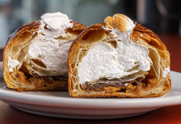 The s'mores croissant is served at Bad Butter in Chicago's West Loop neighborhood Nov. 22, 2025. (Dominic Di Palermo/Chicago Tribune)