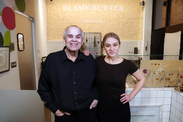 Bob Balanoff and daughter Asa Balanoff Naiditch at her pastry...