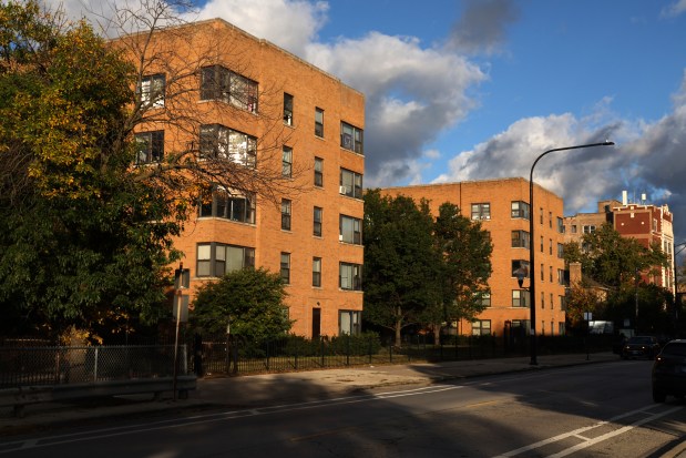 Following a recent large-scale raid by U.S. Immigration and Customs Enforcement agents, the building at 7500 South Shore Drive has lost many of its former tenants. (Antonio Perez/Chicago Tribune)