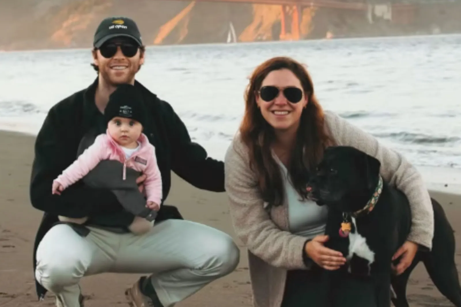 Family's portrait with dog