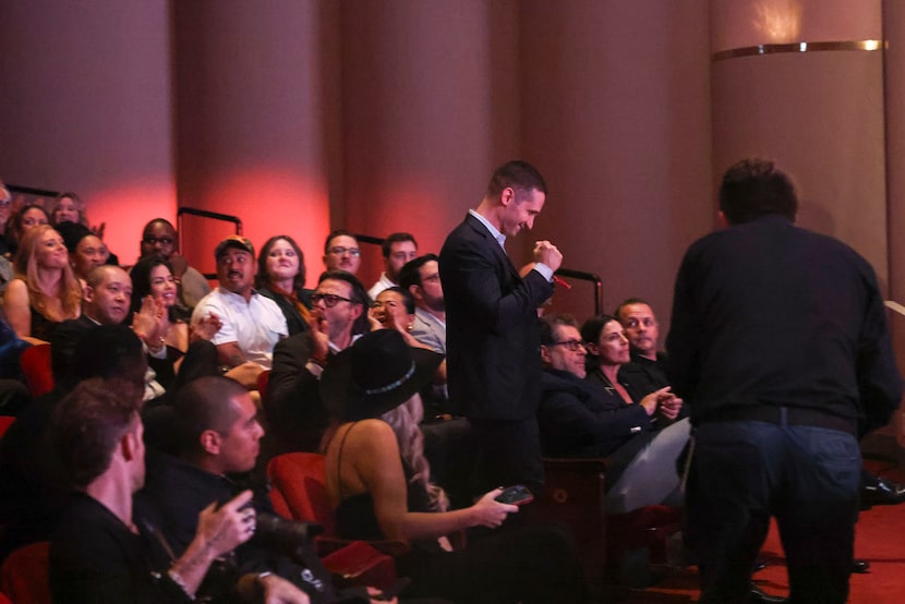 Mamani executive chef Christophe De Lellis pumps his fist as the Dallas restaurant name was...