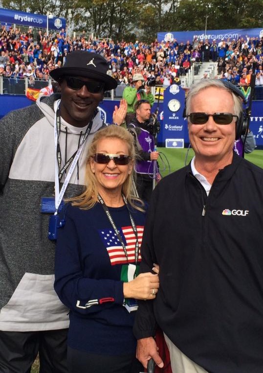 Mark and Debi Rolfing are shown here with Michael Jordan at the 2014 Ryder Cup at Gleneagles Golf Course. Courtesy photo