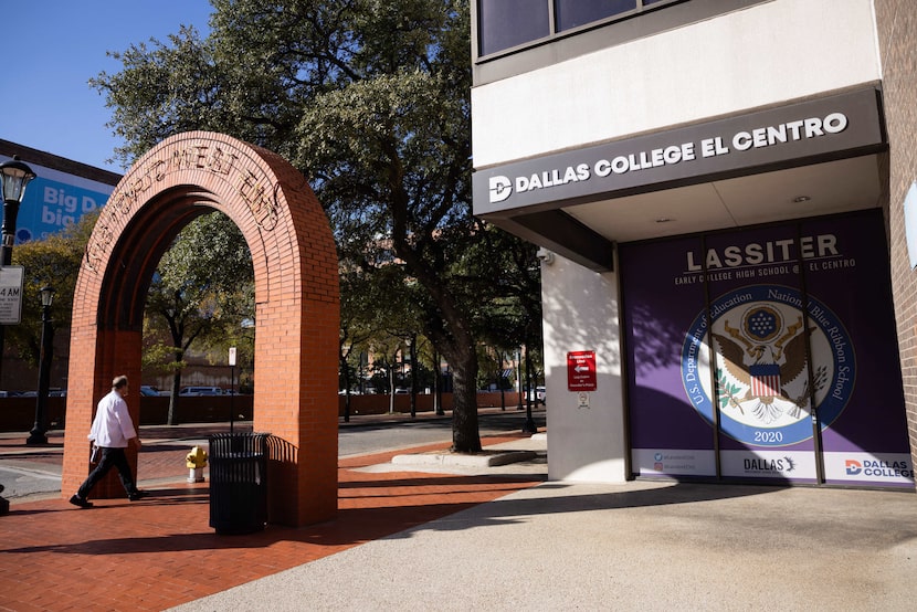 The exteior of Lassiter Jr. Early College High School at El Centro in downtown Dallas on...