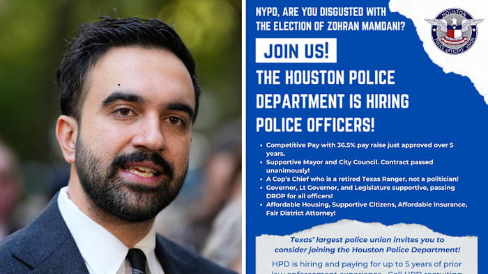 Houston Police Officers’ Union looking to recruit officers from New York City following mayoral election results