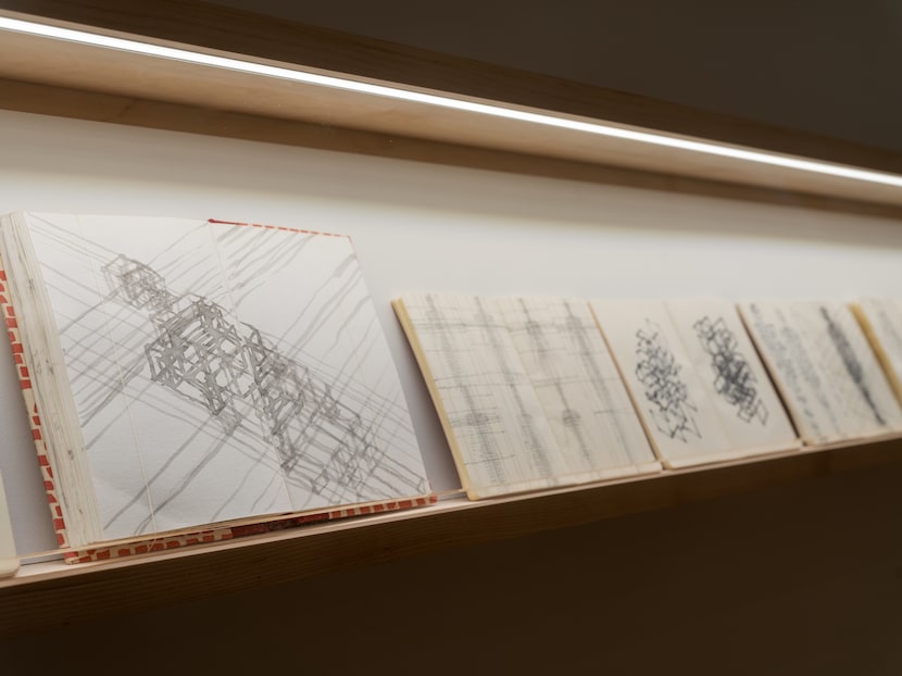 Antony Gormley’s workbooks, 1977-2024, as installed in SURVEY: Antony Gormley, Nasher...