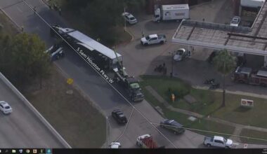 Southbound lanes of Beltway 8 feeder at Gessner shut down due 18-wheeler rollover