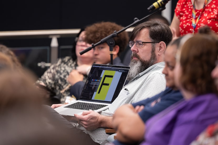 Keith Annis, a parent with two students who attend Fort Worth ISD, rates answers given by...